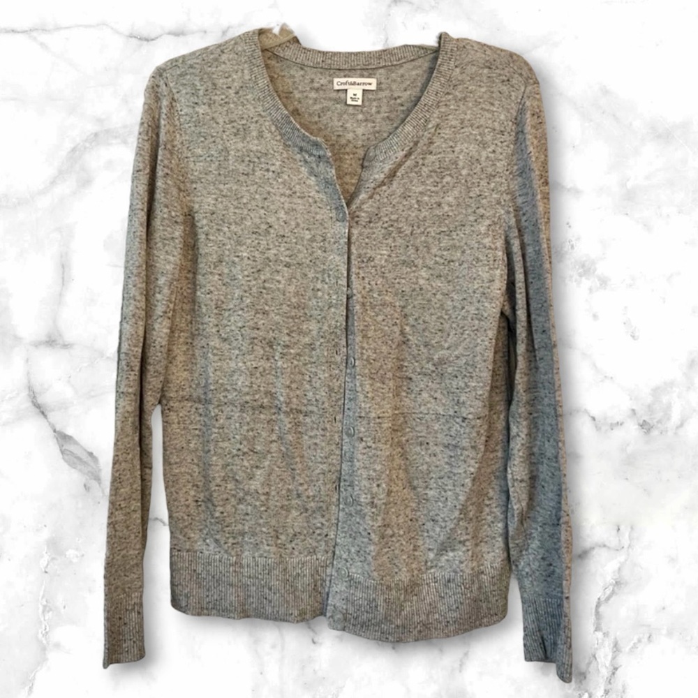 Croft&Barrow Grey Knit Cardigan Size M